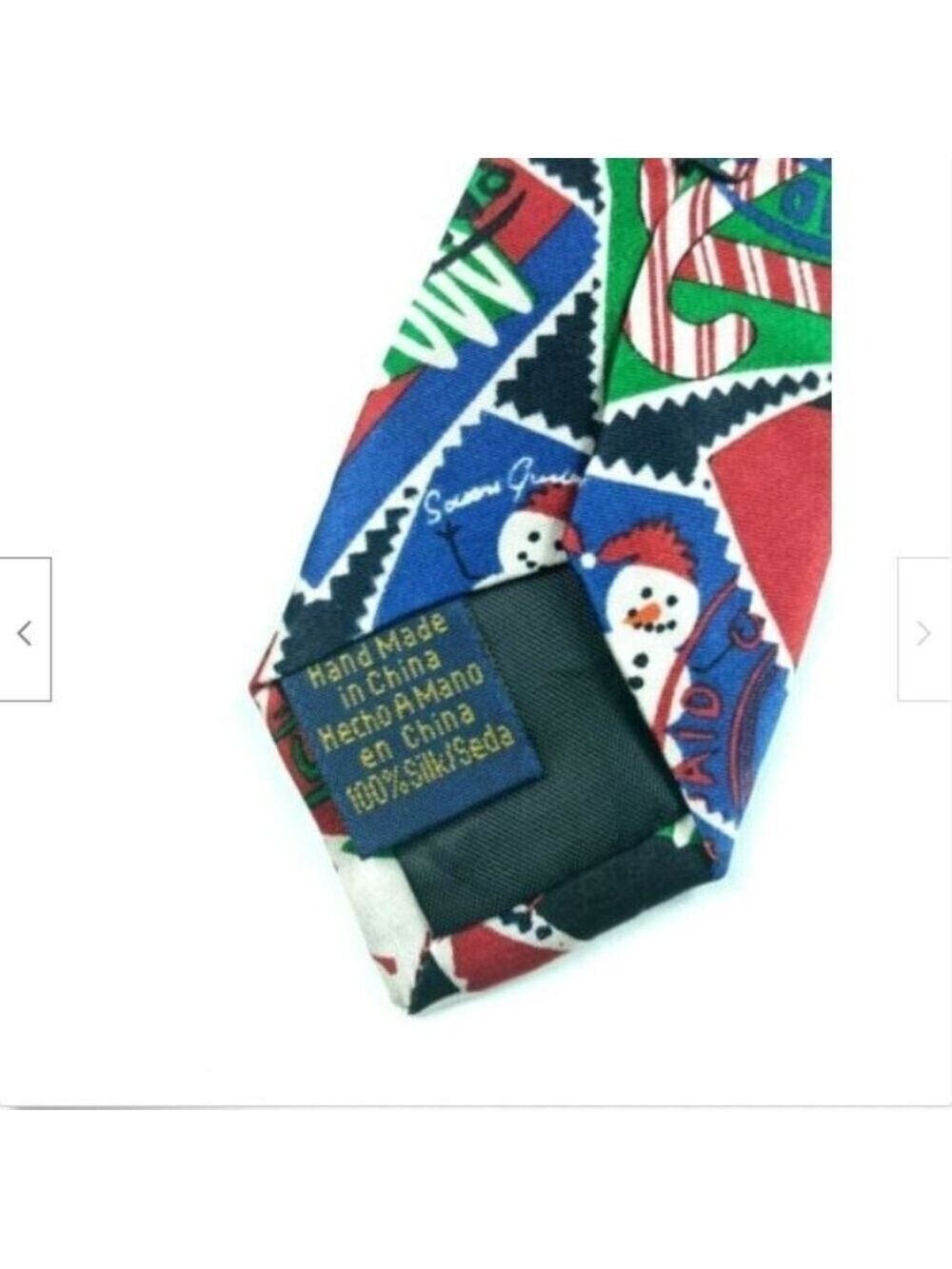 Christmas Tree Snowman Candy Cane Ornaments Necktie - Picture 6 of 6